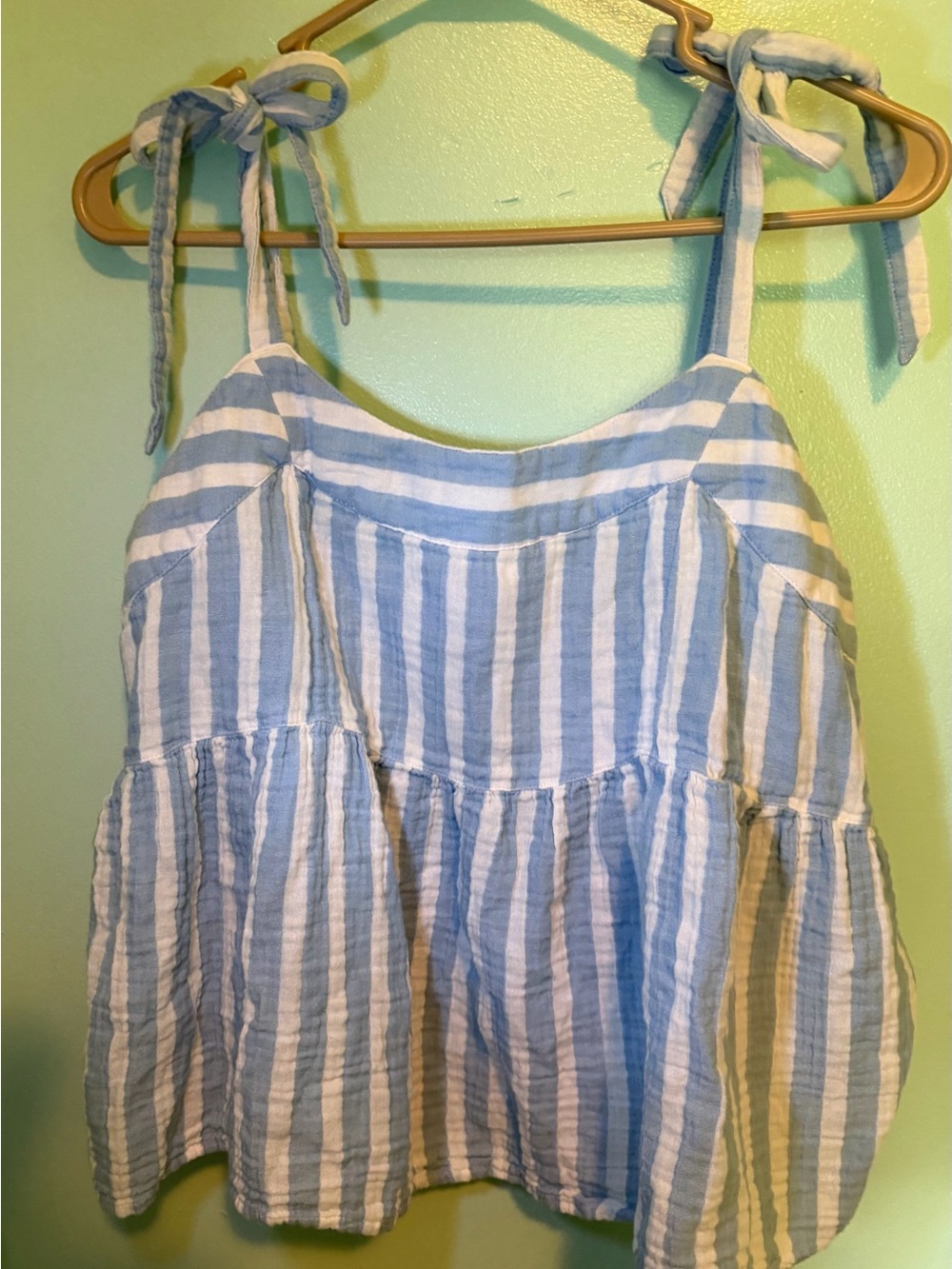 Old Navy Blue and White Striped Tie-Shoulder Tank
